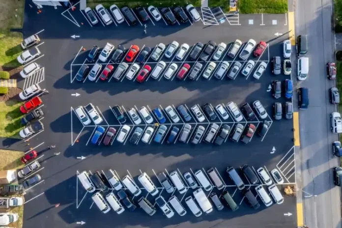 parking lot with many cars